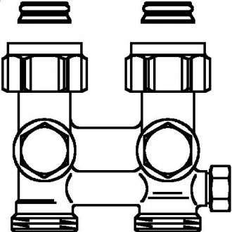 Multiflex F két- vagy egycsöves fűtőtest-csatlakozás ZBU, egyenes, 3/4" hollandi x 3/4" km, sárgaréz, üríthető