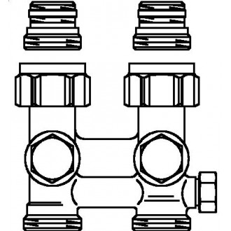 Multiflex F két- vagy egycsöves fűtőtest-csatlakozás ZBU, egyenes, 1/2" km x 3/4" km, sárgaréz, üríthető