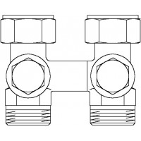 Multiflex V kétcsöves fűtőtest-csatlakozás ZB, egyenes, 3/4" hollandi x 3/4" km, sárgaréz, üríthető