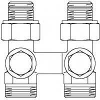 Multiflex V kétcsöves fűtőtest-csatlakozás ZB, egyenes, 1/2" km x 3/4" km, sárgaréz, üríthető