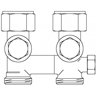 Multiflex V egycsöves fűtőtest-csatlakozás CE, egyenes, 3/4" hollandi x 3/4" km, sárgaréz, üríthető