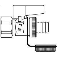 Optiflex golyóscsap, DN15, 1/2" bm, sárgaréz, tömlővéges csatlakozóval és zárósapkával
