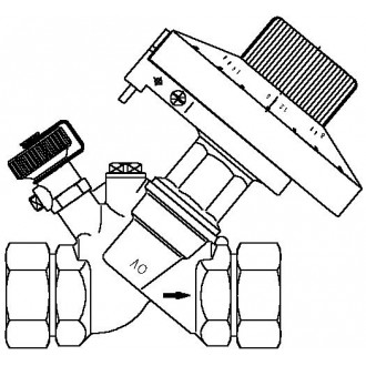 Hydromat QTR térfogatáram-szabályozó, PN16, DN25, 1" km, töltő-ürítő csappal, vörösöntvény
