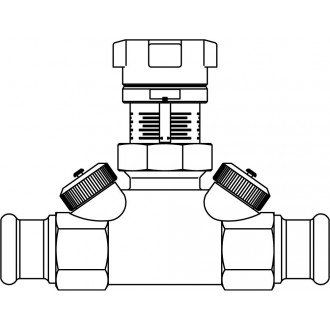 Hycocon VTZ beszabályozó szelep, sárgaréz, DN32, 35 mm préscsatlakozóval, mérő- és ürítőszeleppel, kvs=6.80