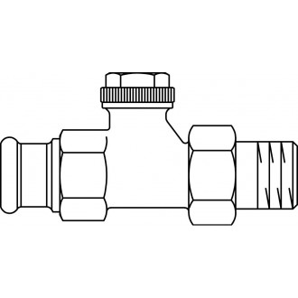 Combi 3 visszatérő fűtőtestszelep, DN15, 1/2" x 15 mm préscsatlakozóval, PN10, egyenes, vörösöntvény / sárgaréz, nikkelezett