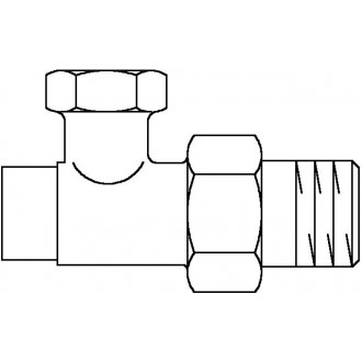 Combi 2 visszatérő fűtőtestszelep, 1/2" km x 15 mm, PN10, vörösöntvény, egyenes, nyers