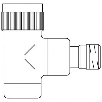 E típusú termosztatikus szelep, PN10, DN15, 1/2", sarok, aranyozott, M30 x 1,5, kv=0.65, kvs=0.90