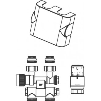 7. sz. csatlakozó készlet törölközőszárító radiátorokhoz, Multiblock T/Uni SH, elfordítható, fehér