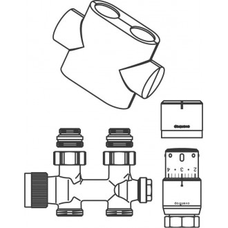 3. sz. csatlakozó készlet törölközőszárító radiátorokhoz, Multiblock T/Uni SH, egyenes, krómozott