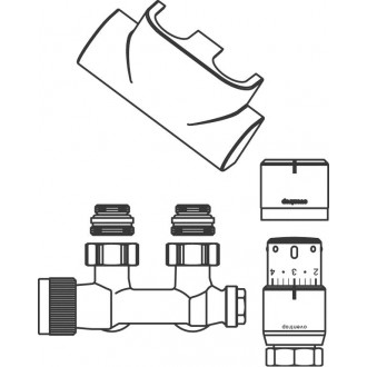 6. sz. csatlakozó készlet törölközőszárító radiátorokhoz, Multiblock T/Uni SH, sarok, nemesacél-design