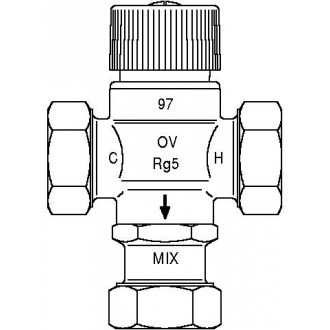 Brawa-Mix termosztatikus HMV-keverő, szelep, DN20, PN10, vörösöntvény, hollandival