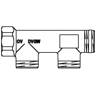 Szaniter elosztóidom, öntömítő, DN20, 3/4", párban, vörösöntvény