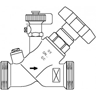 Aquastrom szelep visszacsapóval (KFR), DN20, G 1" x G 1" ürítővel, vörösöntvény