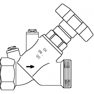 Aquastrom szelep visszacsapóval (KFR), DN50, Rp 2" x G 2 3/8" ürítő nélkül, vörösöntvény
