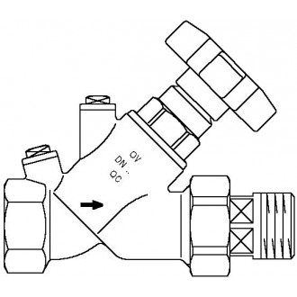 Aquastrom szelep visszacsapóval (KFR), DN32, Rp 1 1/4" x R 1 1/4" ürítő nélkül, vörösöntvény
