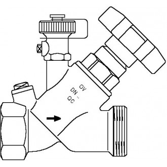 Aquastrom szelep visszacsapóval (KFR), DN32, Rp 1 1/4" x G 1 1/2" ürítővel, vörösöntvény