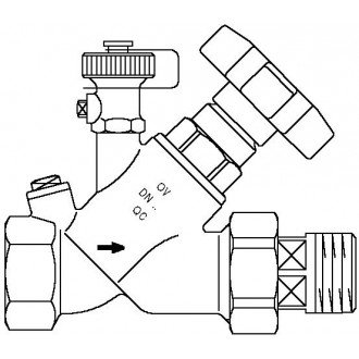 Aquastrom szelep visszacsapóval (KFR), DN20, Rp 3/4" x R 3/4" ürítővel, vörösöntvény