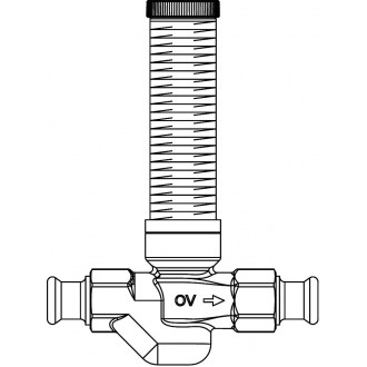 Aquastrom szerelőfal mögé építhető, visszacsapóval kombinált szelep (UPKFR), DN15, 15 mm-es préscsatlakozóval, vörösöntvény