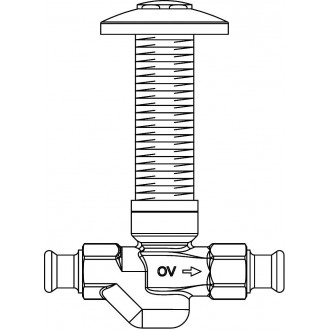 Aquastrom szerelőfal mögé építhető cirkulációs szelep (UP-Therm), 15 mm-es préscsatlakozóval, 57 °C, vörösöntvény, krómozott védőfedéllel